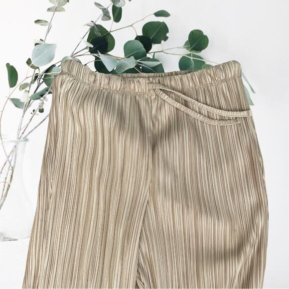 Topshop Golden Pleated Pull On Pants Ankle Slits 4 - Picture 3 of 8